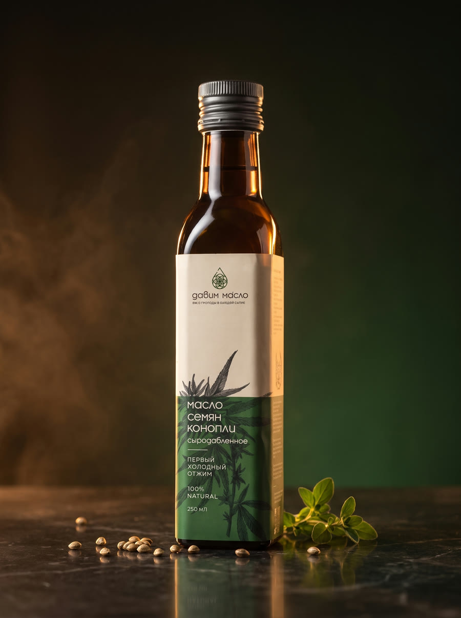 Масла «Давим Масло» в фирменных стеклянных бутылках